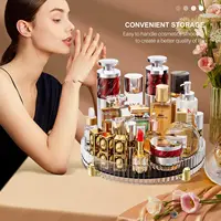 Makeup Brush Holder 360° Rotating Desktop Organizer Cosmetic Storage Box for Lipsticks Nail Polish Skin Cares Bathroom Vanity 1