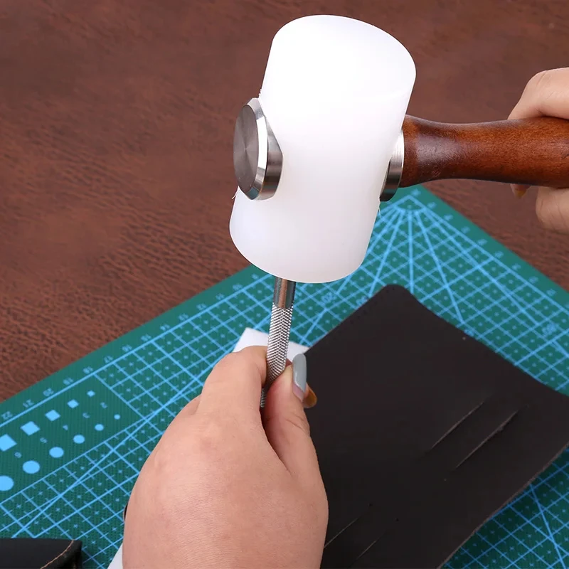Fenrry 1Pc Leather Craft Tool Kit Leather Carving Craft Hammer Cowhide Punch Cutting Sewing DIY Tools 345g Hammer Leather Punch Tools