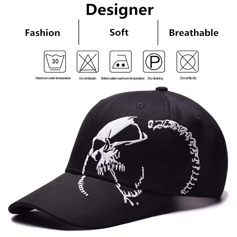 Skull Pattern Embroidery Adjustable Baseball Cap
