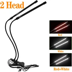 Enhanced Full Spectrum LED Grow Light with Clip & Auto Timing - USB (A - Black - HB - 2 Head)