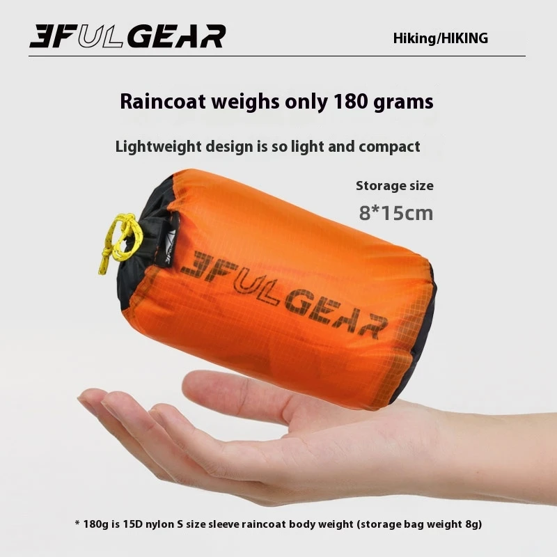 3F UL GEAR Hiking Raincoat Long Sleeve Zipper Design Women/Men 210T/15D Ultralight Outdoor Hooded Rain Coat With StorageBag