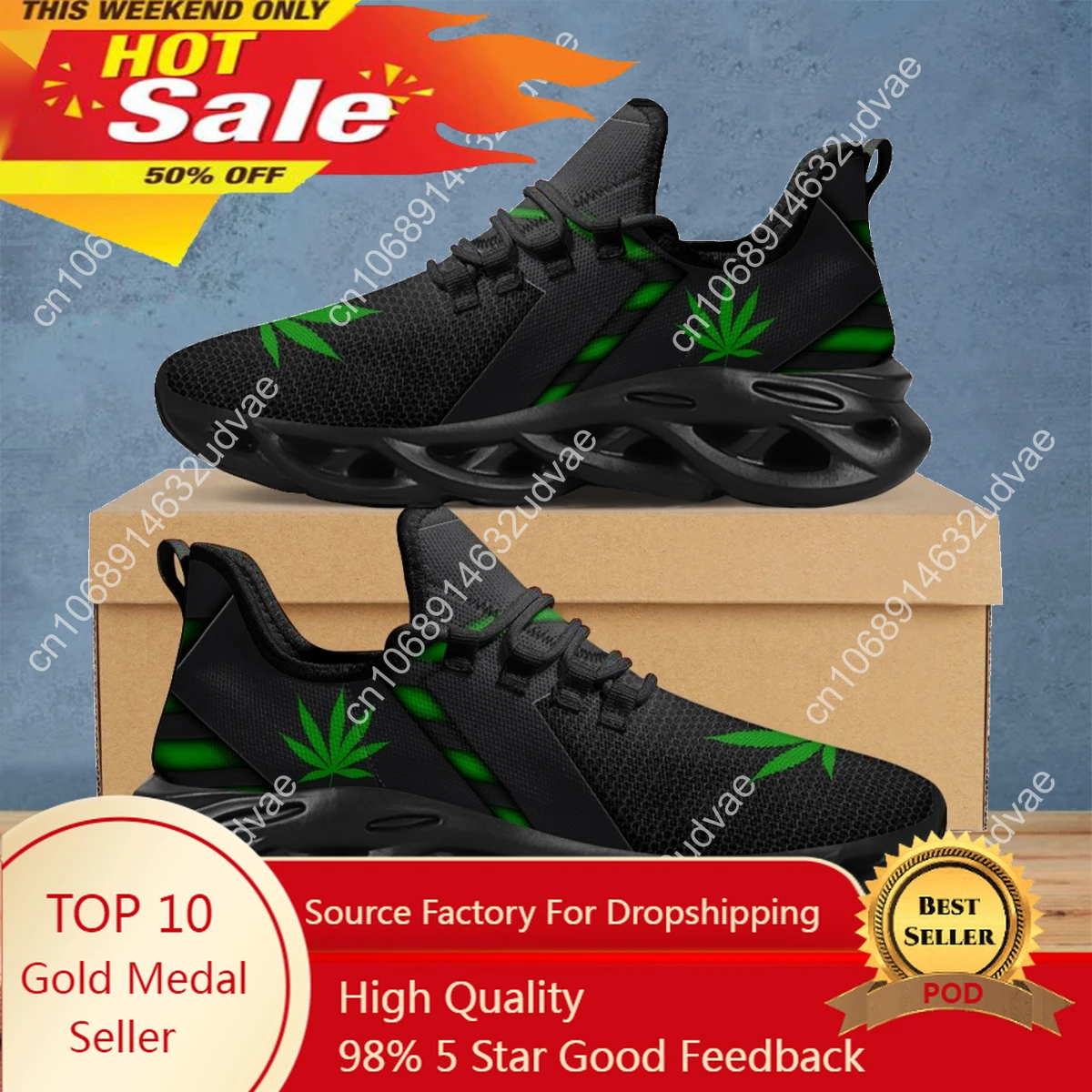 

INSTANTARTS3D Green Weed Leaves Printing Athletic Shoes for Women Breathable Lace Comfort Femme Footwear Platform Sneakers 2023