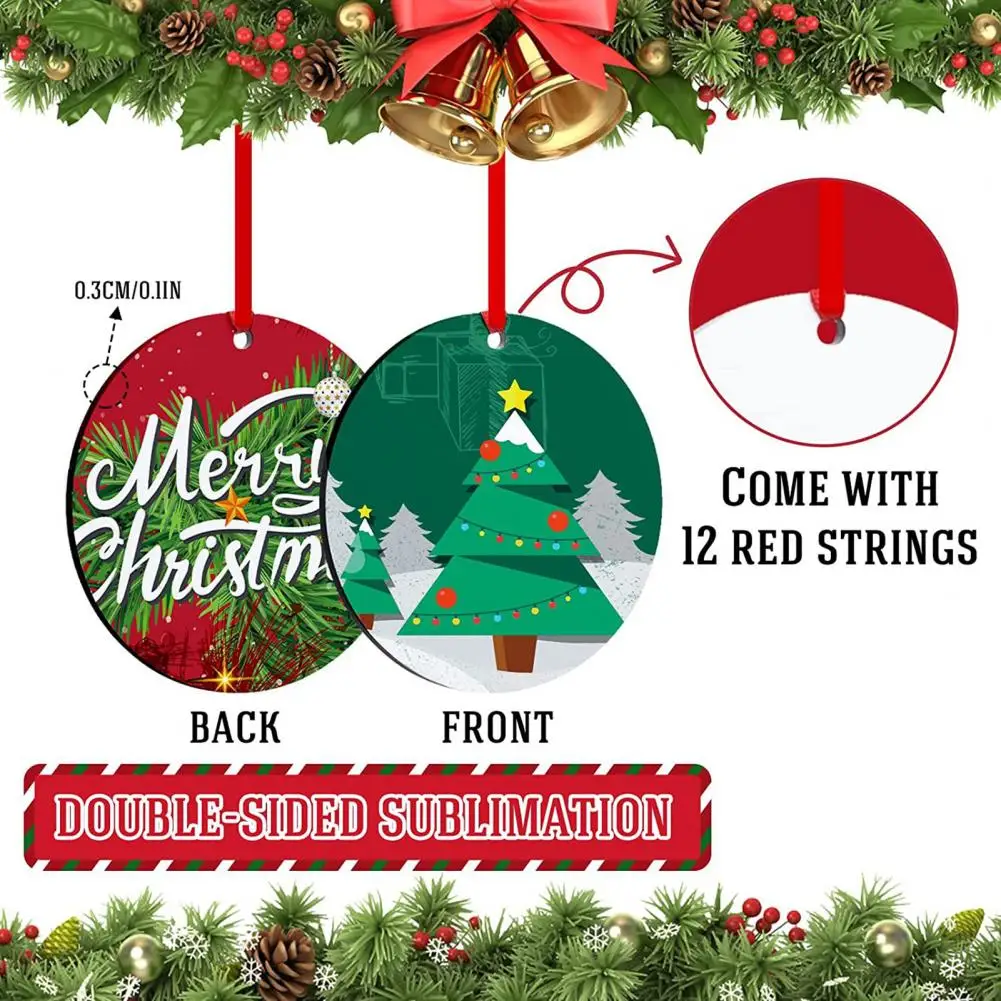 

Decorative Pendant Durable Christmas Tree Hanging Ornaments Charming Sublimation Pendants for Festive Home Decorations Pattern
