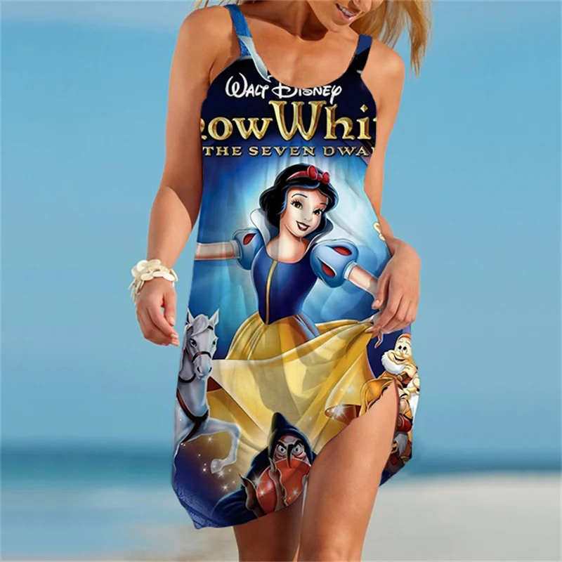 

Snow White 2023 Summer Spaghetti Strap Halter Sexy Backless Maxi Dress Elegant 3D Sleeveless Club Party Dresses Disney
