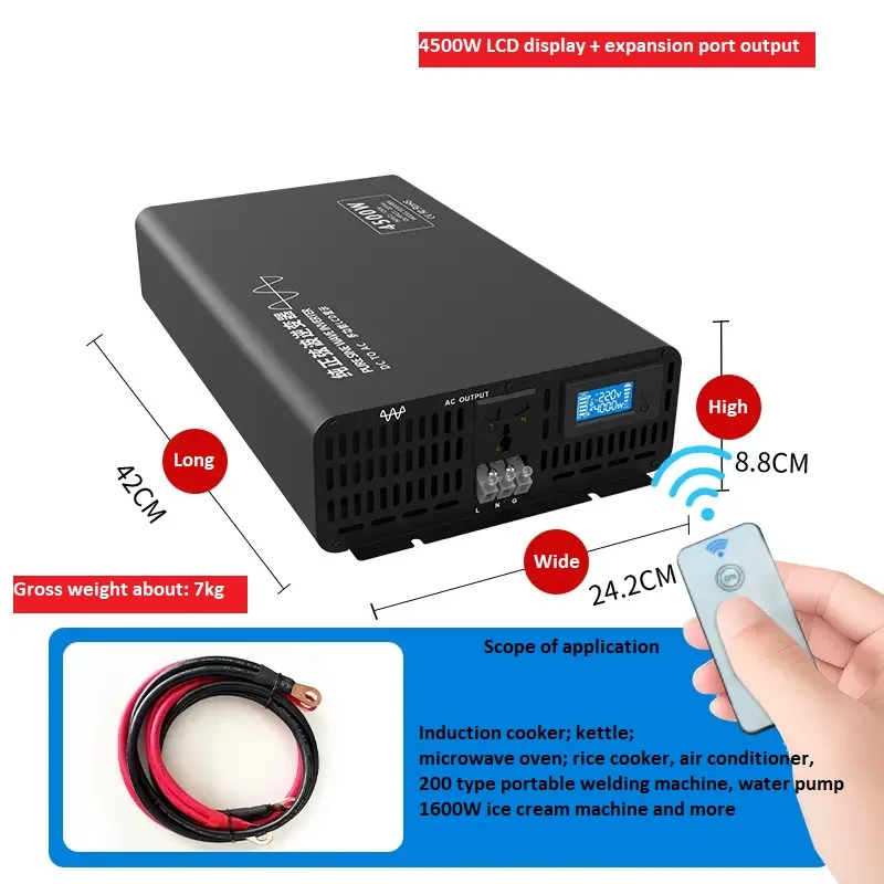 Wireless-Remote-control-DC-to-AC-4500W-Car-Inverter-Converte-DC-12V-24V ...