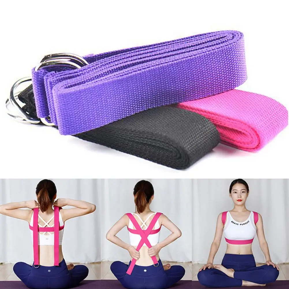

Yoga Strap Cotton Exercise Straps Adjustable D Buckle Gives Flexibility For Yoga Stretching Pilates 1.8Mx3.8CM O8W4