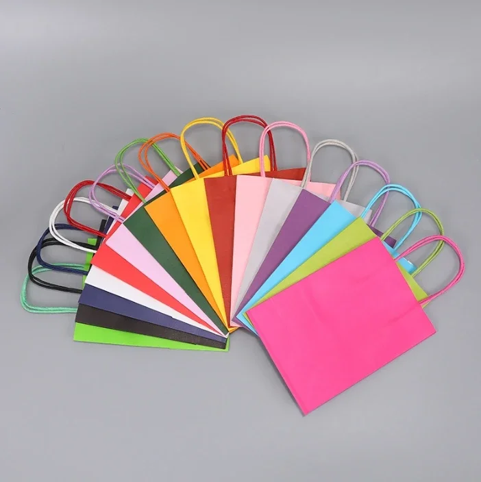 Candy Bunte Einkaufstaschen 10PCS Kraft Papier Geschenk Candy Tasche Farbige hand Papier Taschen Hochzeit Party Dekoration Geschenk – Detail 2