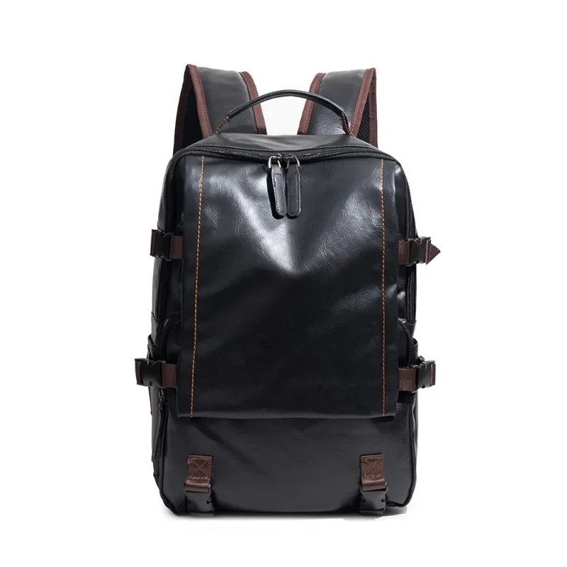 Fashion Backpack Men Rucksack Business Backpacks Male Large Capacity Laptop Bags Leather Buckle Backbags Multifunction Schoolbag