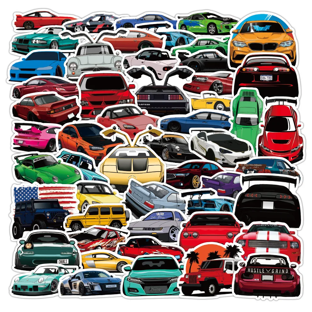 

10/30/50PCS Racing Sports Car Stickers Cartoon Graffiti Motorcycle Diary Luggage Laptop Guitar Anime iPad Decoration Wholesale