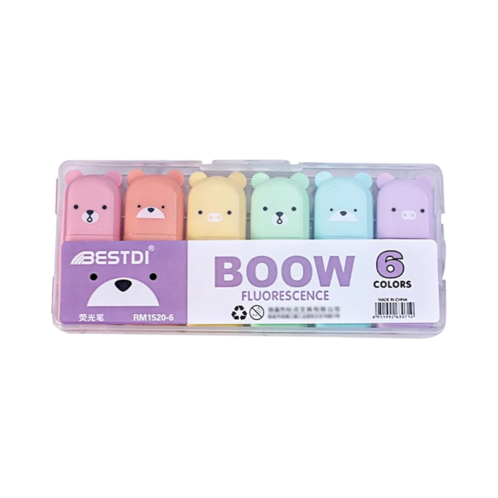 4/5/6 Pcs Kawaii Bear Highlighter Markers