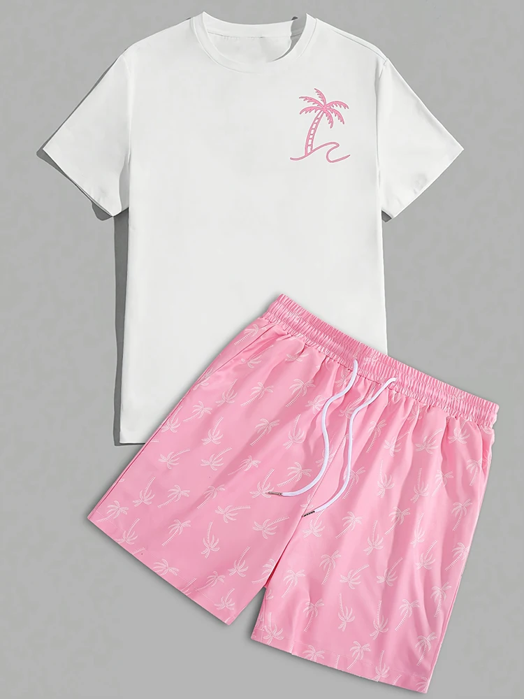 thumbnail image 1 of Conjunto de pantalones cortos de manga corta con estampado de oso pardo de dibujos animados para hombre, camiseta informal de verano para uso diario, pantalones cortos de playa de moda urbana para hom, 1 of 5