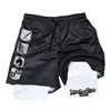 Anime Attack on Titan 2 in 1 Gym Workout Shorts for Men Quick Dry Stretchy Athletic Compression Shorts Fitness Running Jogging 1