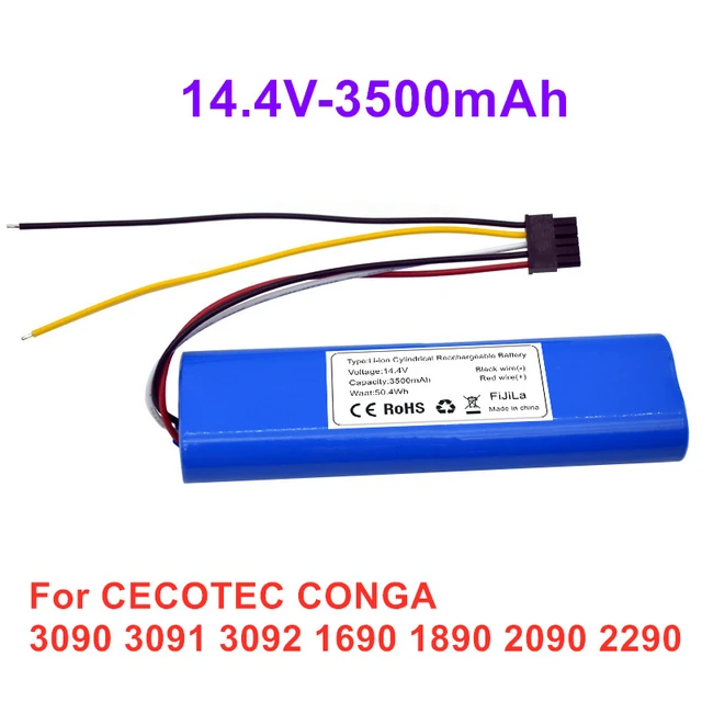 New 6800mAh Li-ion Battery For CECOTEC CONGA 4090 4690 Robot Vacuum Cleaner  14.4V 14.8V 18650 - AliExpress