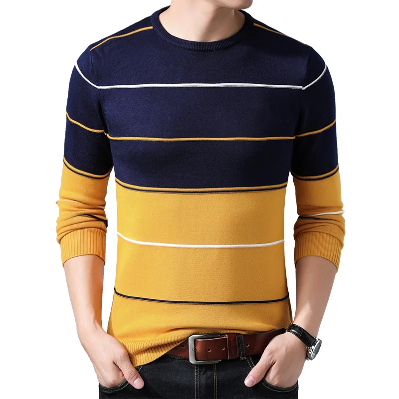 

2023 Male Striped Sweater Autumn Winter Slim Sweaters Pullovers Men's O-neck Pullover Fashion Sweater Clothing
