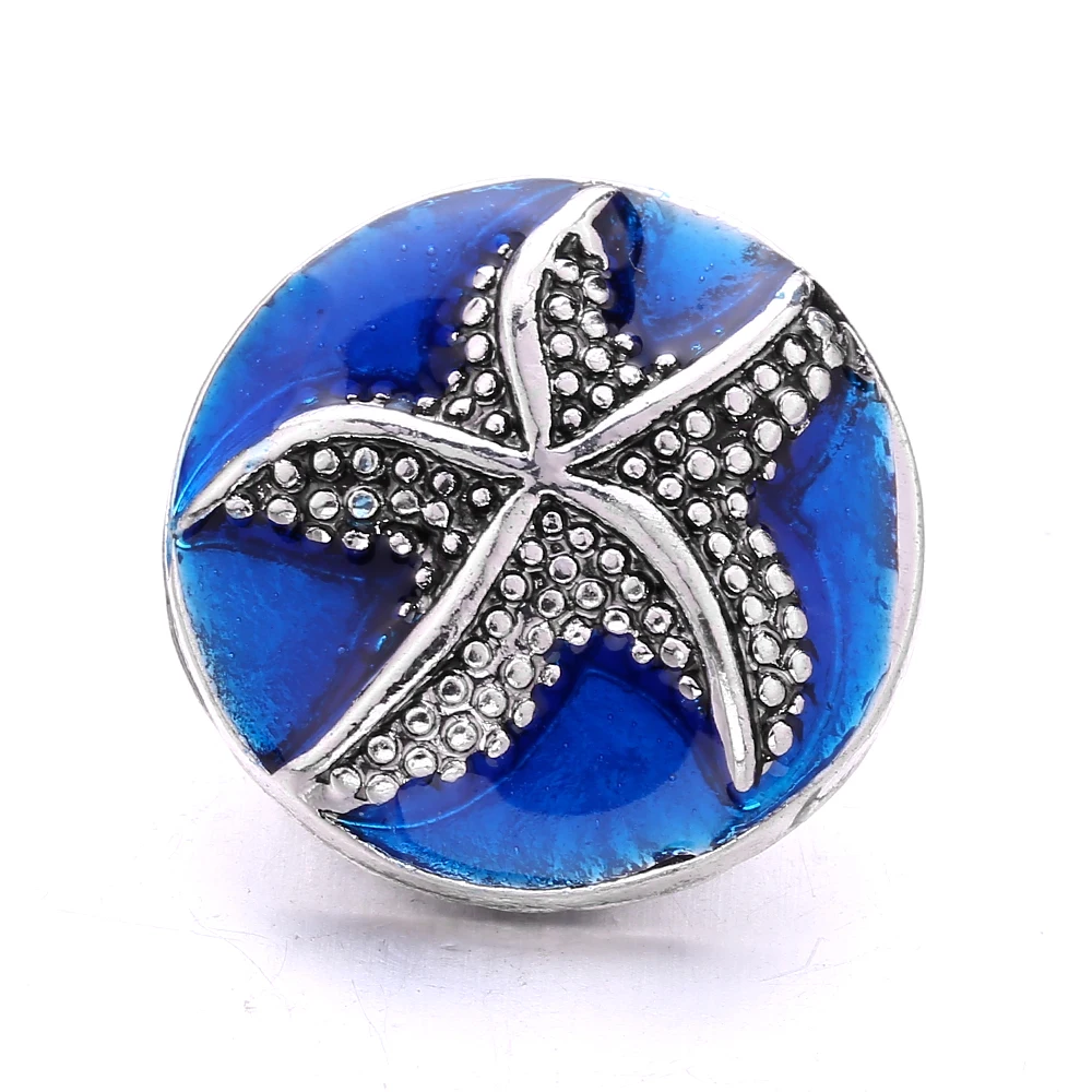 30pcs Mixed Metal Crystal Rhinestone Starfish 18mm Snap Buttons for Snaps Bracelet Necklace Jewelry