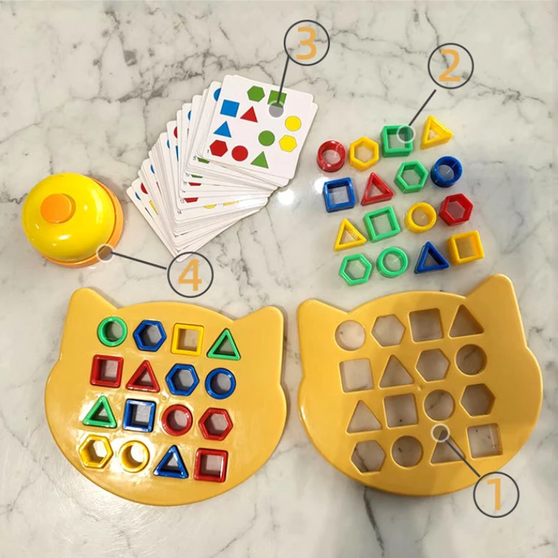 Montessori Baby Toy Geometric Shape 3D Puzzle Battle Game Toy Matching Children Learning Educational Interactive Toys for Kids