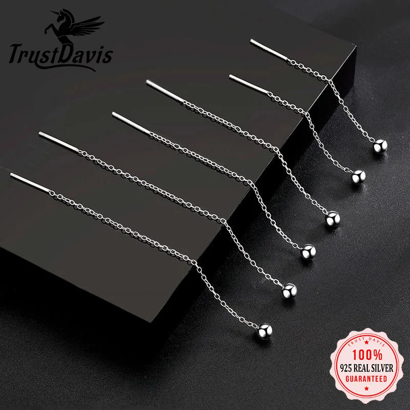 Trustdavis 100% 925 Solid Sterling Silver Stud Earring Line Jewelry Per Le Donne Teen Kids Fashion Jewelry Ds3937