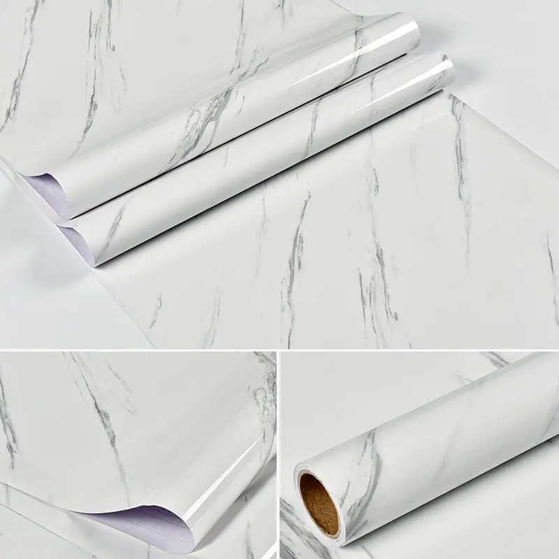 Popxstar Marble Vinyl Film DIY Self Adhesive Wallpaper Bathroom Kitchen Cupboard Countertops Contact Paper PVC Waterproof Wall Stickers