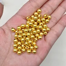 

3 4 5 6 7 8 mm 10 pieces of 24 K gold plated beads round seed spacing loose beads jewelry DIY Bracelet Necklace