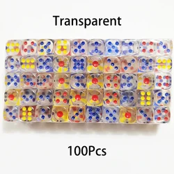 100 - Piece Set of Multicolor Transparent Acrylic Dice with Rounded Edges (12mm - Transparent)