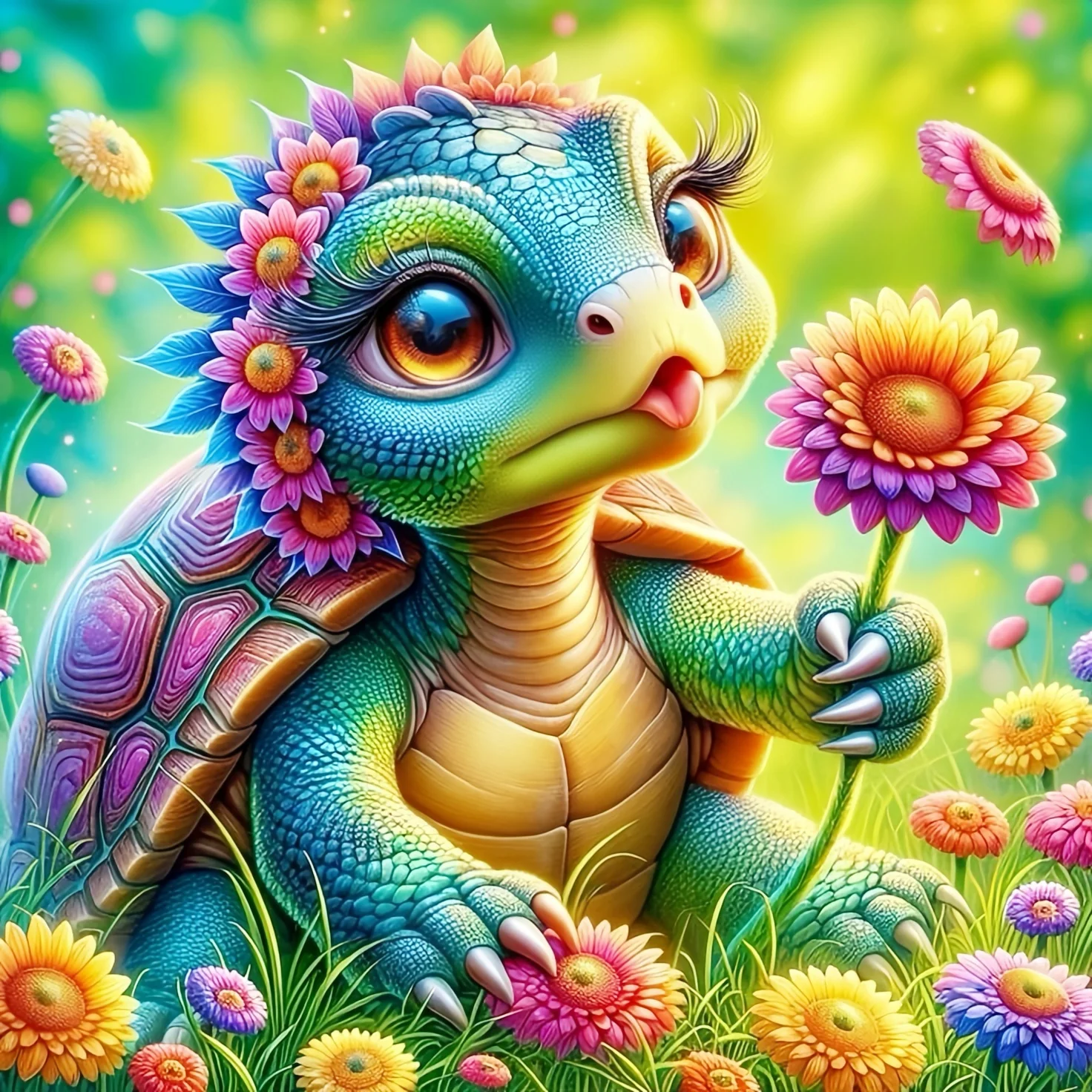 Evershine Elmas Mozaik Kaplumbağa Hayvan Kitleri Boyama Çiçek Resim Rhinestones Nakış Karikatür Tam Kare Yuvarlak Duvar Dekor