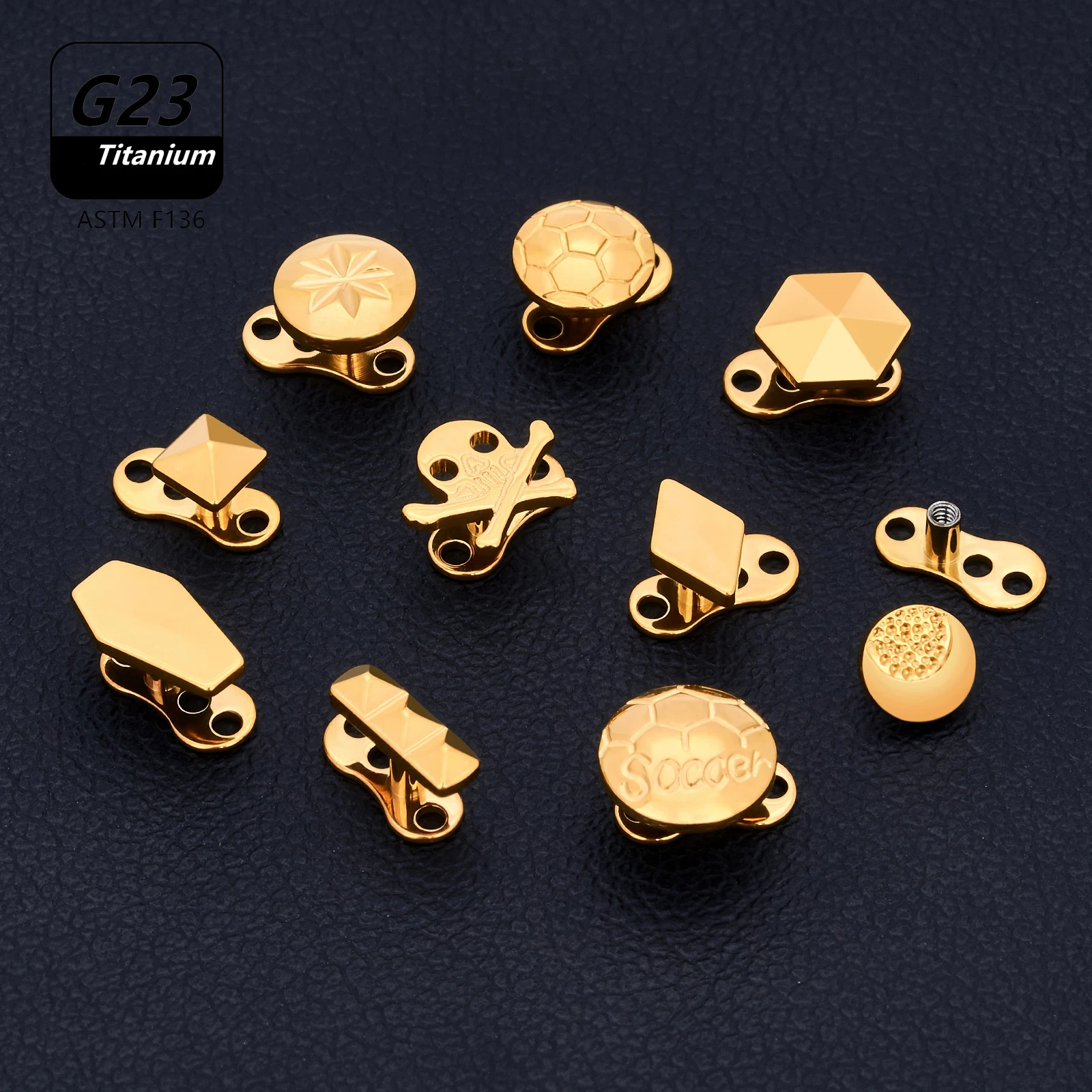 ASTM F136 Titanium 14G 2-Hole Internally Threaded CZ Dermal Anchor Tops and Base Microdermals Piercing 4