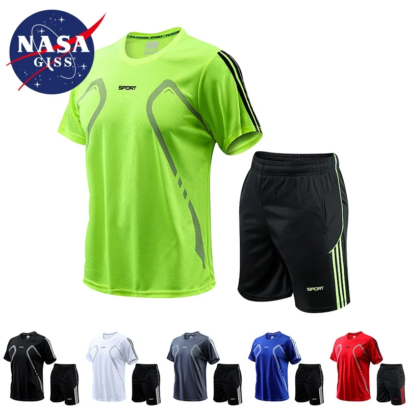 

2024 Outdoor leisure sports sleeveless summer fashion new men's short sleeve shorts two-piece fitness running