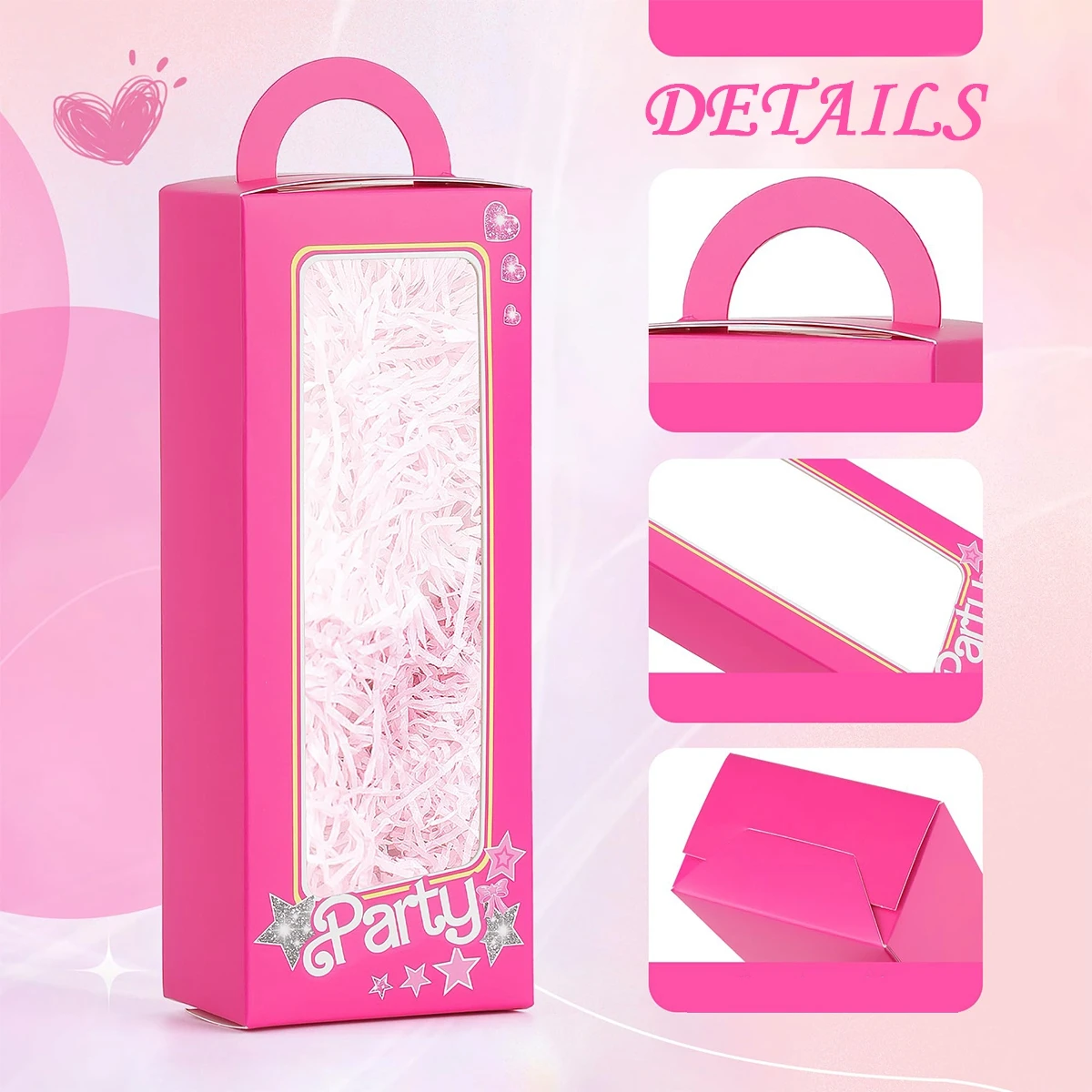 GBACHOOSE Geschenkboxen Rosa – 48 Stück Mit PVC-Fenster, Für Puppen, Süßigkeiten & Partygeschenke