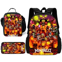 Child School Cartoon For Game Ninjagos Backpack with Lunch Bags ,Pencil Bags ,School Bags for Boys Girls Best Gift