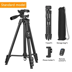 Professional 60 - Inch Aluminum Alloy Portable Camera Tripod with Travel Bag and Remote Control (Black)