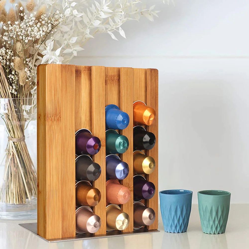 Bamboo Coffee Pods Holder For Nespresso Line Capsules 21 Pods Storage Drawer Holder Organizer For Capsules Coffee Accessories - AliExpress