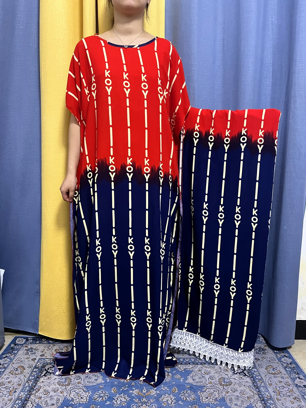 

Abayas для женщин 2023 Msuim модное хлопковое свободное женское платье в полоску с принтом букв Африканское нигерийское платье с кружевным шарфом