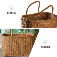 Home Shopping Basket Hand Vegetable Basket Decorative Woven Basket Flower Arrangement Basket Imitating Rattan Picnic Bag 2