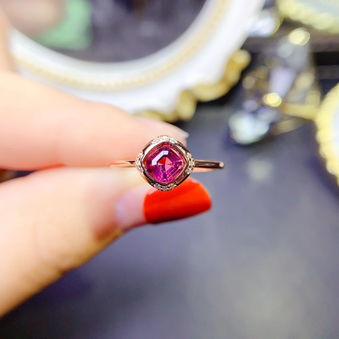 

Sterling Silver 925 Magnesium Aluminum garnet Natural Gem Ring Women's luxury free mailing original jewelry boutique