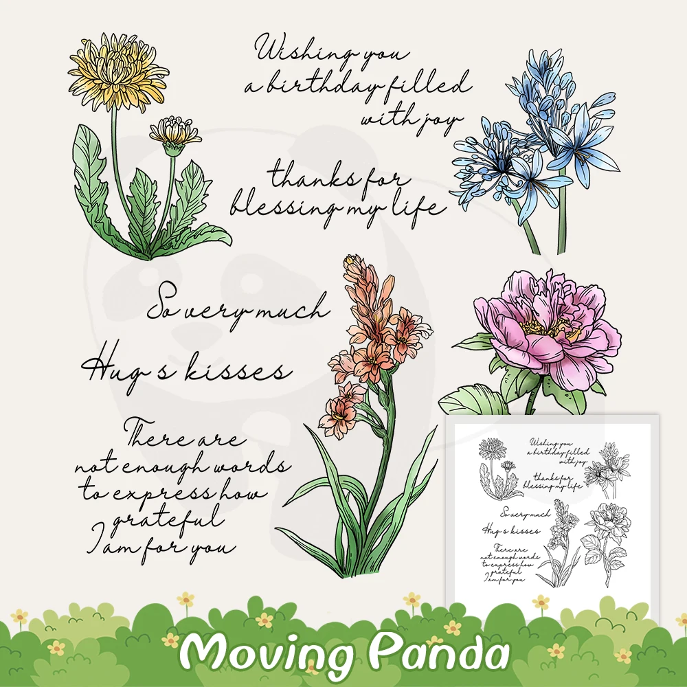 

Spring Series Blooming Flowers Cutting Dies Clear Stamps DIY Scrapbooking Metal Dies Silicone Stamps For Cards Album Craft Decor