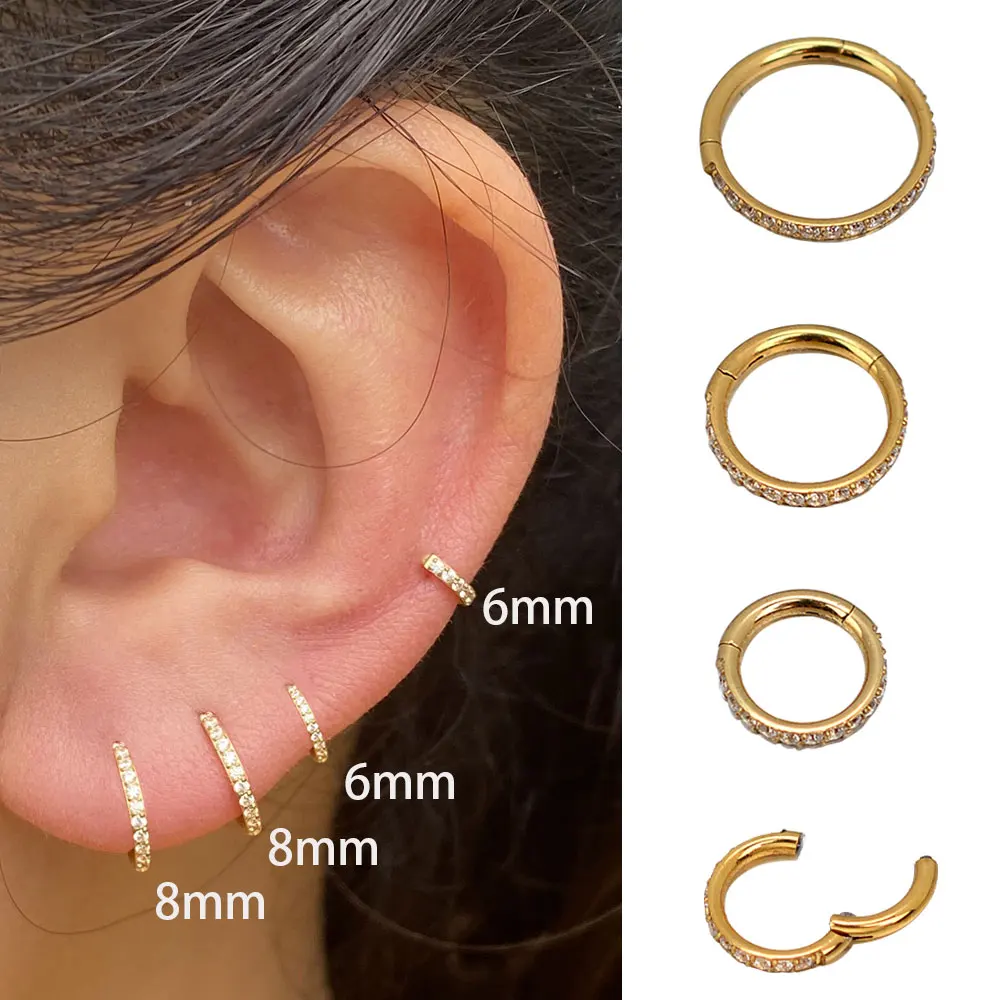 SSKHE Anelli Per Naso Con Cerniera In Acciaio, 6 Pezzi, Anelli Per Setto E Labbra, Anello - Foto 12