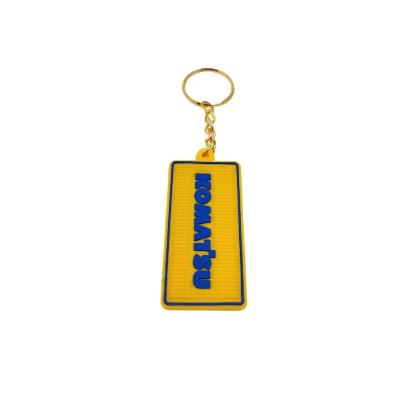 Hitachi caterpillarO kobelco excavator Car keychain Keychain key ring Rubber rectangular chain plate yellow pendant