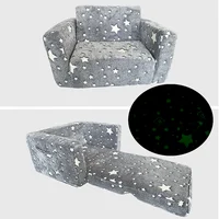 Convertible Sofa To Lounger 2 in 1 Kids Sofa Chair Glow in Dark Convertible Plush Foam Chair Star Glow in The Dark Toddler Couch
