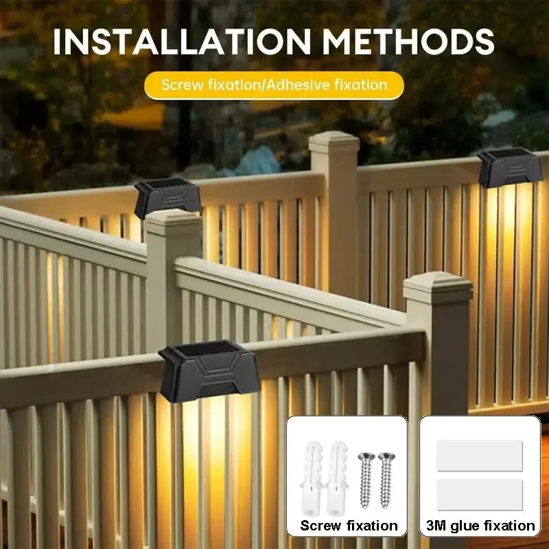 4/8Pcs LED Solar Lights Outdoor IP65 Waterproof Wall Lamps Stairs Atmosphere Light for Fence Garden Hallway Balcony Decor