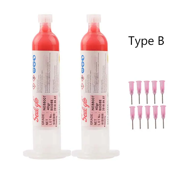 1/2pcs 30ml/40g SMD SMT BGA IC Repair Chips Stencil Paste Dispenser Red Glue with 10pcs Needles PCB Reflow Masking Welding | Инструменты