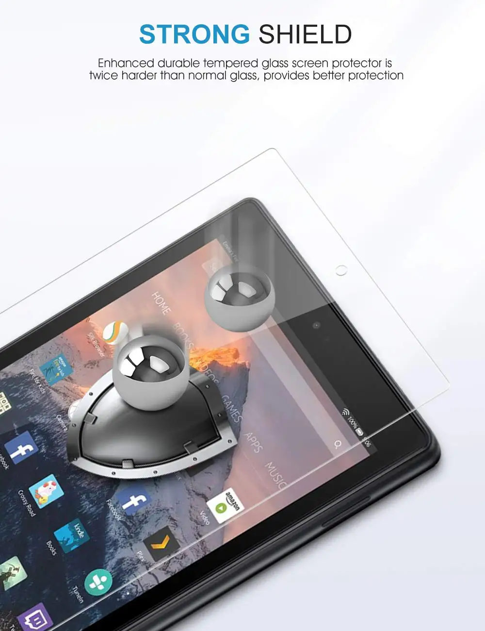 Tempered Glass Screen Protector for Amazon Fire HD 10 (9th / 7th, 2019/2017 Released) Fire HD 10 Kids Edition 2019/2017 Released 3