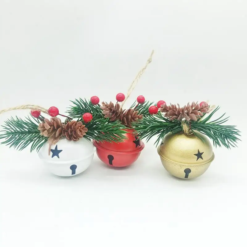 40mm Big Jingle Bells Hollow Star Pendant Christmas Tree Bells For