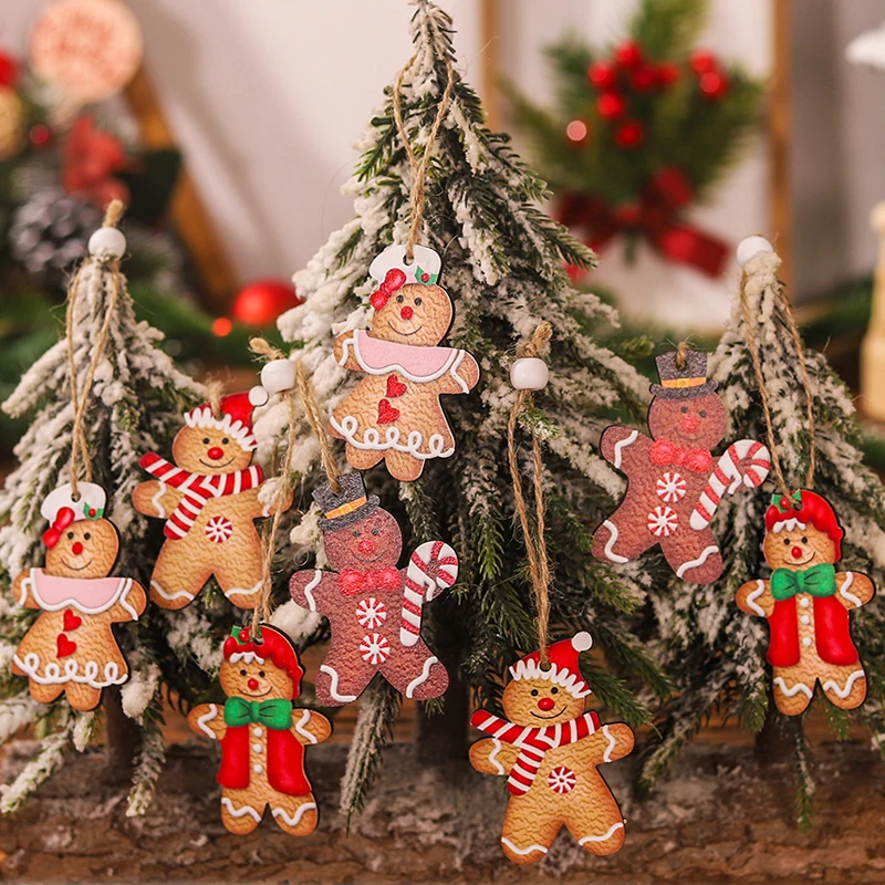 

12Pcs Christmas Gingerbread Man Doll Xmas Tree Pendants New Year Kids Gift with Box Hanging Ornaments Navidad Home Decorations