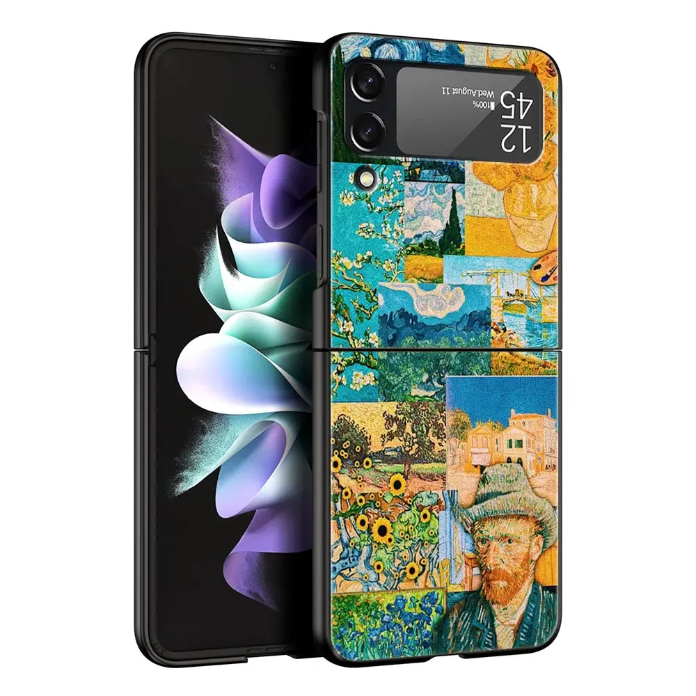 Starry Sky Van Gogh Art Black Hard Folding Phone Case