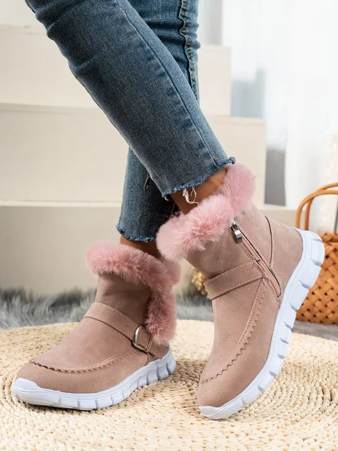 Vrouwen Laarzen Nieuwe Winter Verdikte Effen Kleur Korte Laarzen Plus  Fluweel Warme Mode Plus Size Snowboots - AliExpress