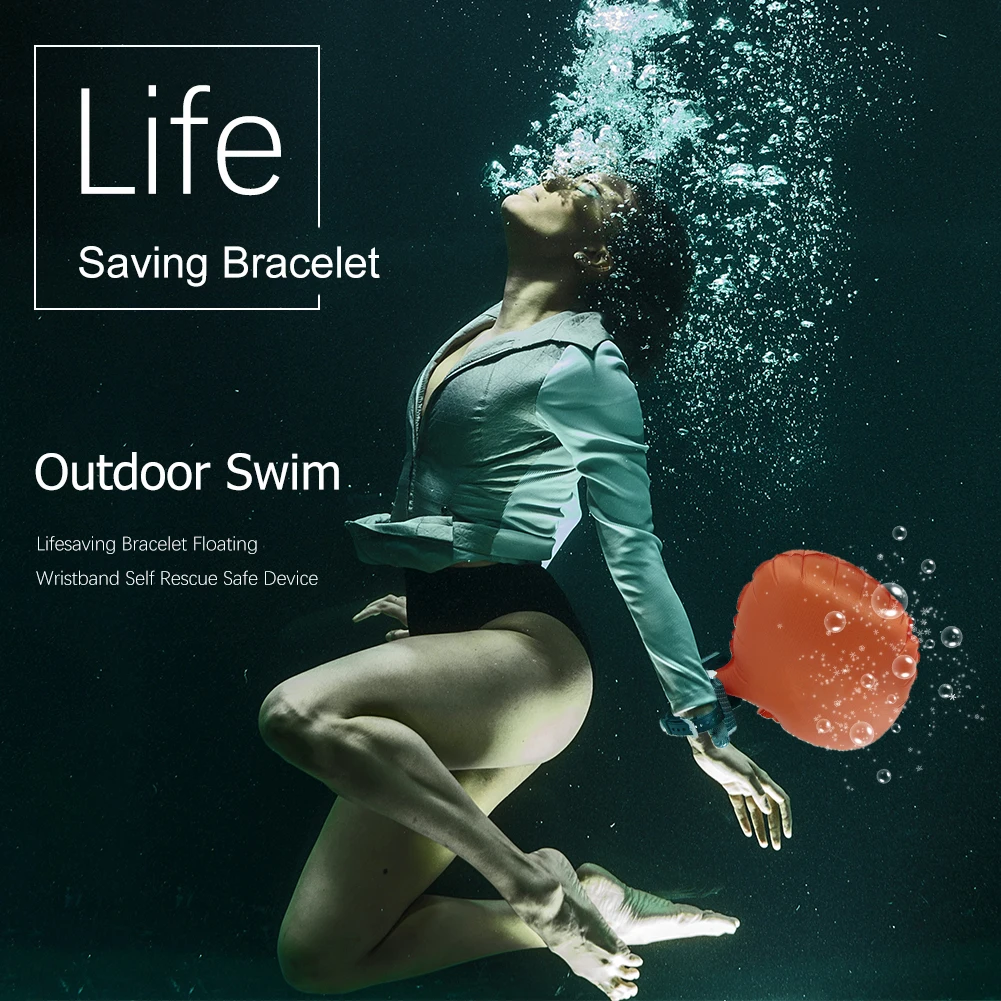 Self Rescue Bracelet Portable Anti Drowning Hand Ring Lightweight Diving Emergency Bracelet Fast Inflation for Swimming Diving
