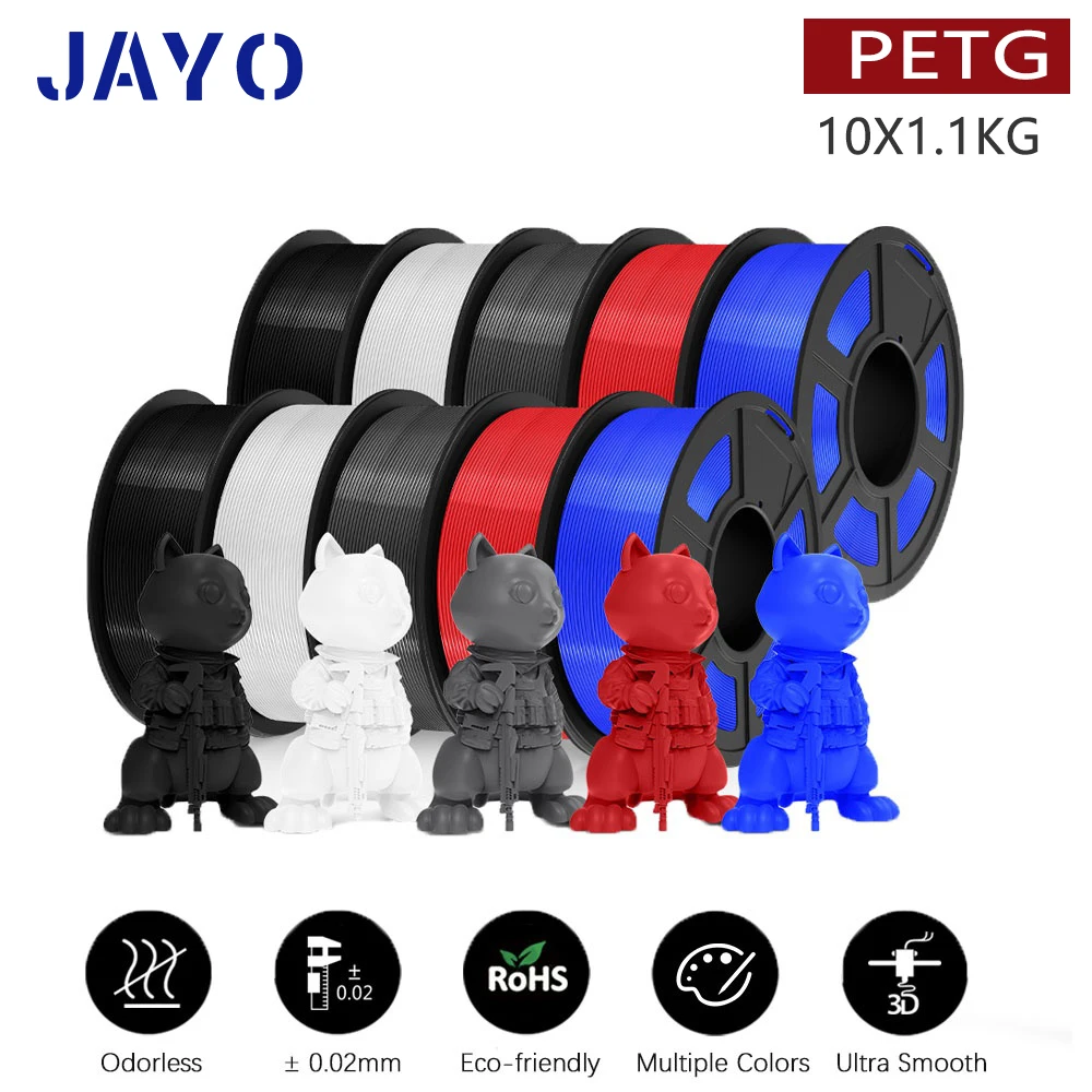 thumbnail image 1 of Filamento PLA/PLA Meta/PETG/PLA PLUS/PLA mate para impresora 3D JAYO de 1,75 mm, 10 rollos, materiales de impresión 3D para impresora 3D y bolígrafo 3D, 1 of 5