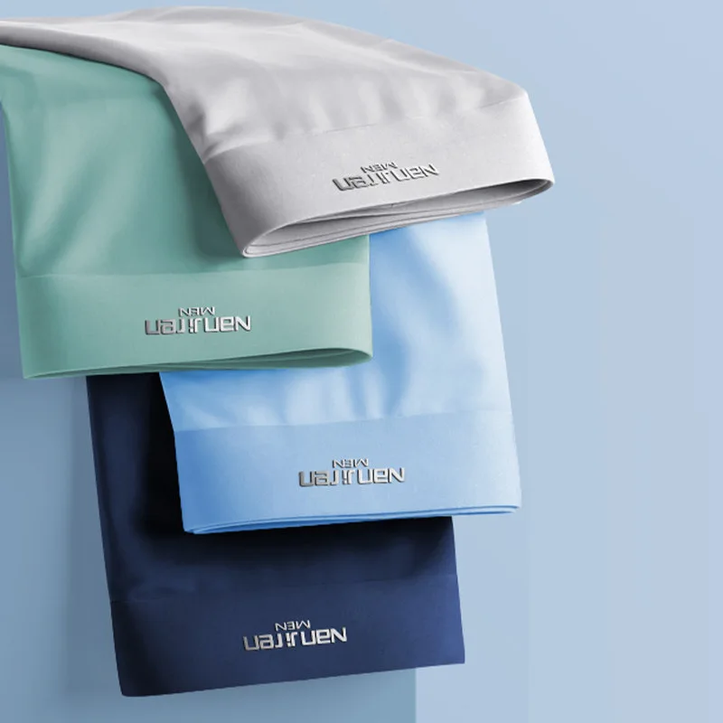 4-Pack Men's Boxer Shorts Graphene Antibacterial Ice Silk Seamless Breathable Men's Briefs L-5XL