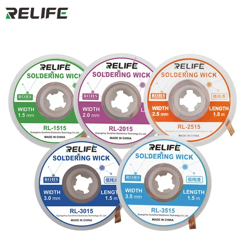 RELIFE 납땜 심지 납땜 제거 브레이드 납땜 제거기 와이어, PCB 주석 제거 용접 수리 도구 1.5mm 2mm 2.5mm 3mm 3.5mm