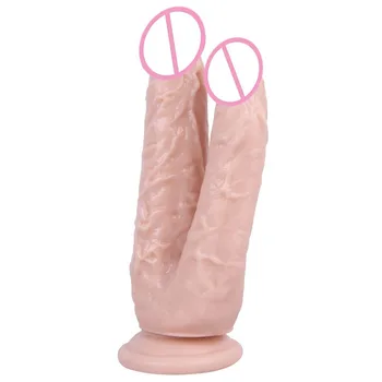 Double Dildos Female Masturbation Double Penetration Both Vagina and Anus Big Penis with Suction Cup Sex Toy Strap on Two Dildo 3